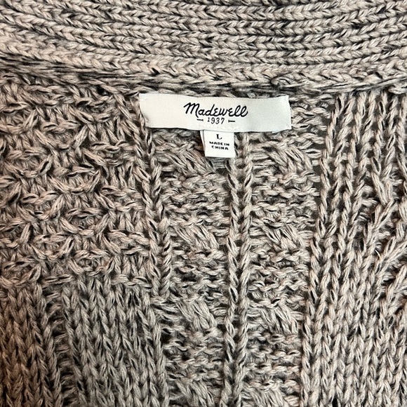 Madewell Cableknit Cardigan Sweater Womens Sz Large Open Marled Slouchy Alpaca - Picture 4 of 8